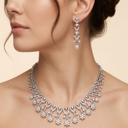 Premium 925 Silver Necklace & Earrings Set for Women